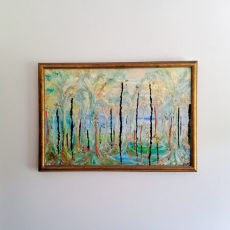 Abstracted Landscape with Gold Leaf . 69x99cms framed.