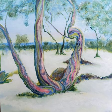 Snow Gums 80x80cms,  shadow box framed in Tasmanian Oak.