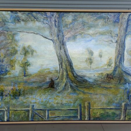 Mist in the Valley,  framed in Tasmanian Oak,  80x105cms oil on canvas