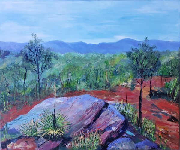 Flinders Ranges Dreaming 81x97cms framed. Acrylic on Canvas.