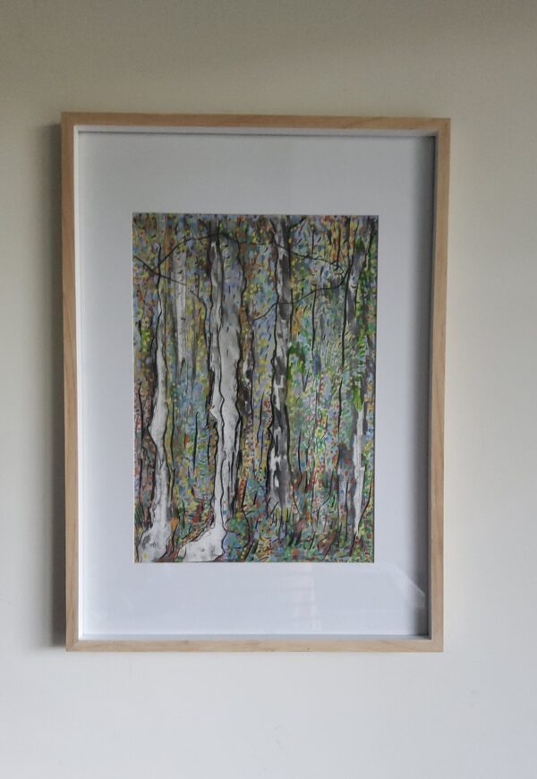 Bush Travels, framed 62x44cms.Gouache and charcoal on paper.