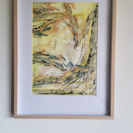 Bush Abstraction 1, framed 64x44cms, gouache and charcoal.