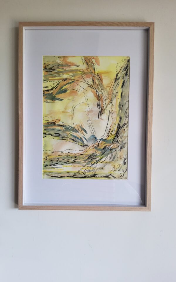Bush Abstraction 1, framed 64x44cms, gouache and charcoal.