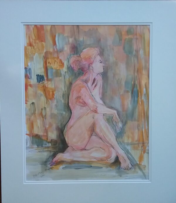 Life Study , Seated Nude. Watercolours.