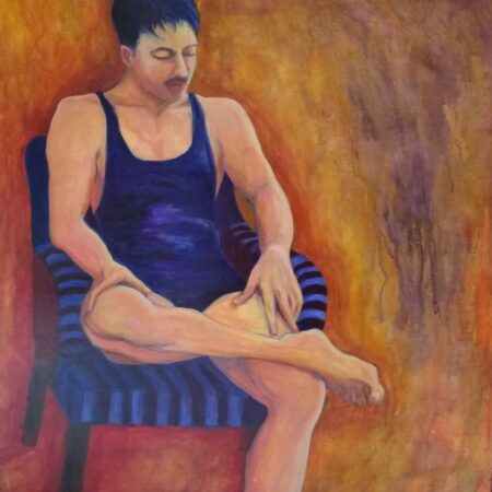 Dancer at Rest, oil on canvas 95x95cms framed.