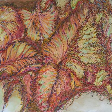 Autumn Leaves, pastels and inks. 60x77cms framed.