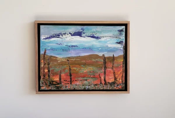 Wandering in Imagining,  35x45 framed in Tasmanian Oak. Collage and oils.